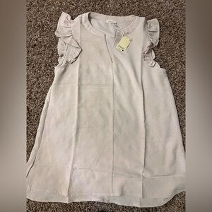 Cream tank with Ruffle Sleeves - NWT